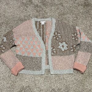 Sincerely Jules Pink and Gray Patterned Cardigan
